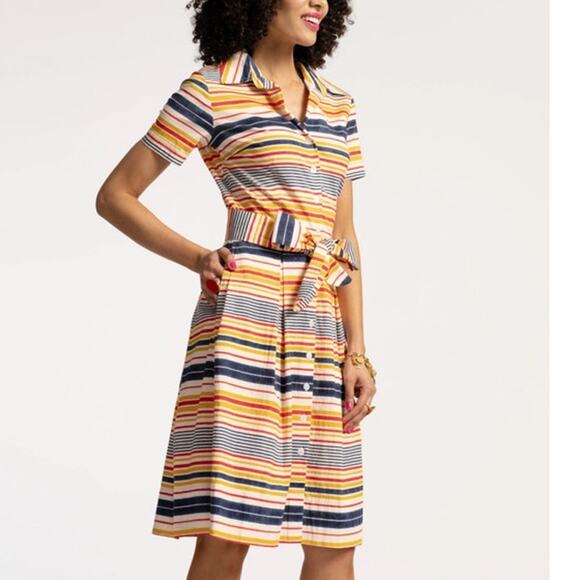 FRANCES VALENTINE Bella Dress Regatta Stripe Medium - Picture 1 of 13